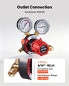 VEVOR Acetylene Regulator, Precise Acetylene Regulator, 0-500PSI Welding Gas Gauge with CGA-510 Inlet Connection & 9/16"-18 LH Outlet Connection, PC Knob Adjustment