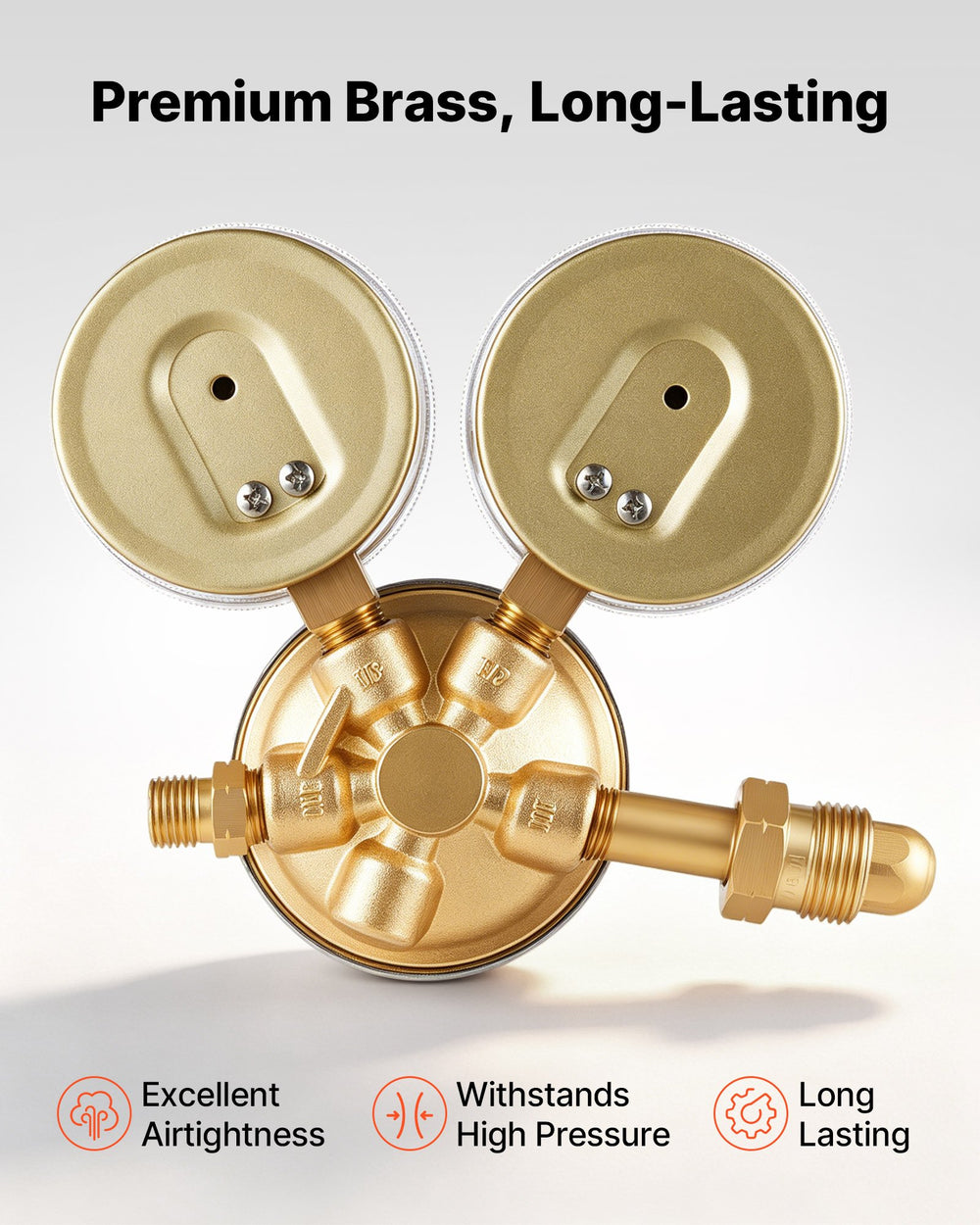 VEVOR Acetylene Regulator, Precise Acetylene Regulator, 0-500PSI Welding Gas Gauge with CGA-510 Inlet Connection & 9/16"-18 LH Outlet Connection, PC Knob Adjustment