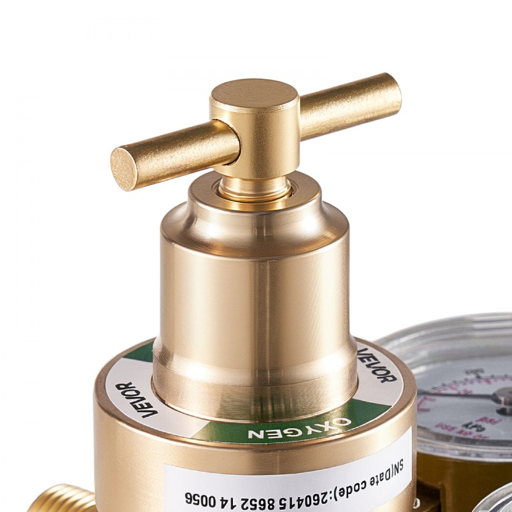 VEVOR Oxygen Regulator, Precise Oxy Regulator, 0-4000PSI Welding Gas Gauge with CGA-540 Inlet Connection & 9/16"-18 RH Outlet Connection, T-Handle Adjustment