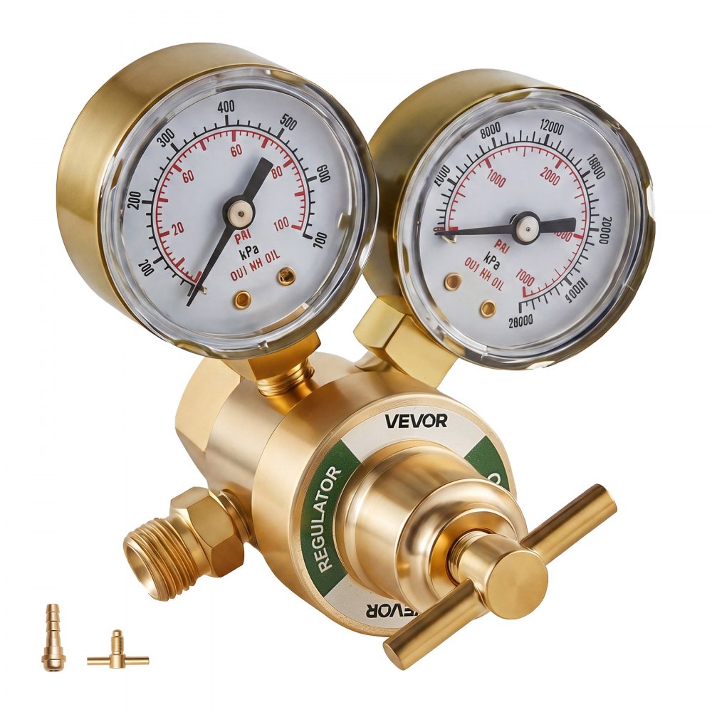 VEVOR Oxygen Regulator, Precise Oxy Regulator, 0-4000PSI Welding Gas Gauge with CGA-540 Inlet Connection & 9/16"-18 RH Outlet Connection, T-Handle Adjustment