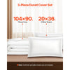 VEVOR King Duvet Cover Set, 100% Cotton, 3 Pieces Bedding Set King Size with 1 Duvet Cover 104 x 90 in and 2 Pillow Shams 20 x 36 in, Soft Breathable, Double Zipper Closure, for Home Bedding, White