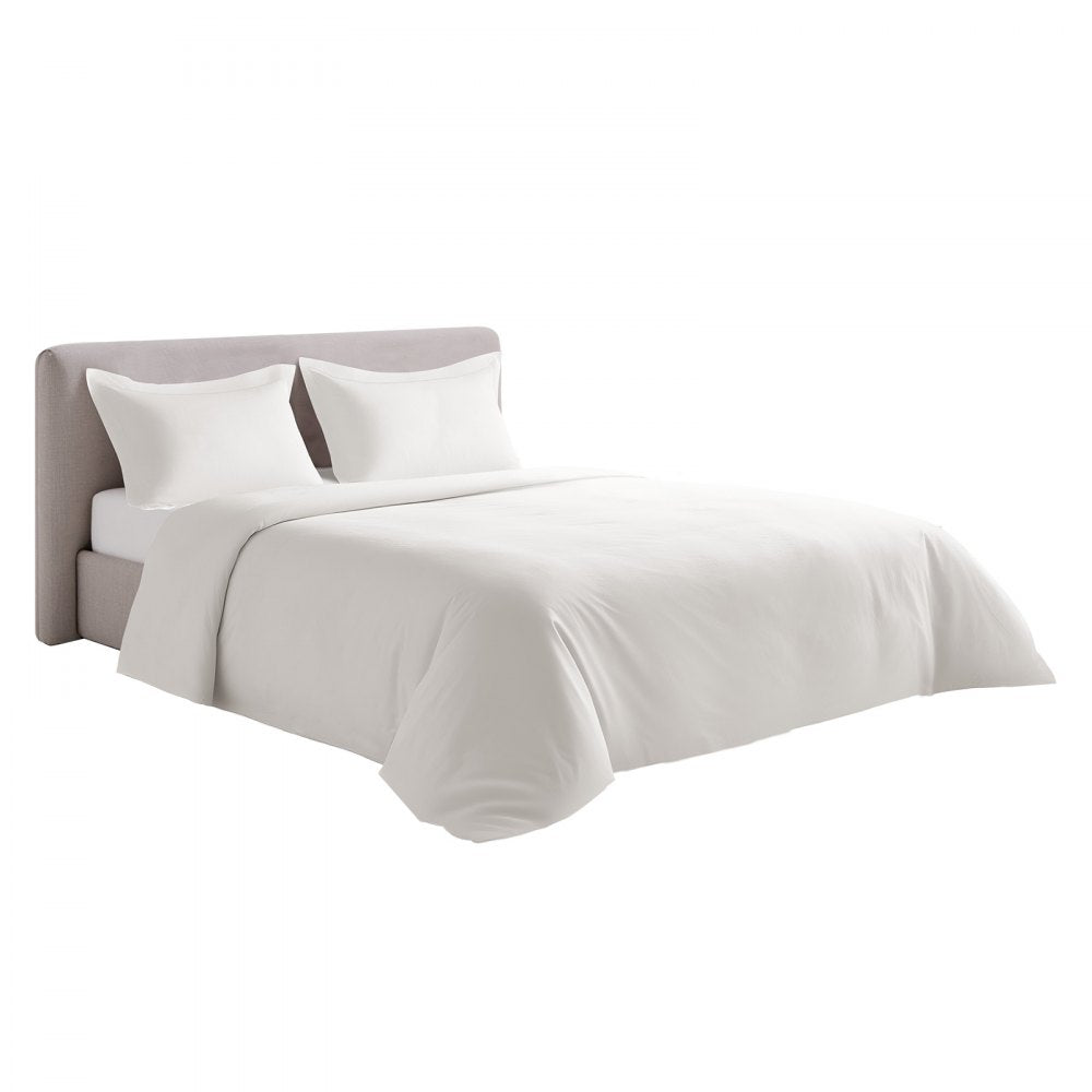 VEVOR King Duvet Cover Set, 100% Cotton, 3 Pieces Bedding Set King Size with 1 Duvet Cover 104 x 90 in and 2 Pillow Shams 20 x 36 in, Soft Breathable, Double Zipper Closure, for Home Bedding, White