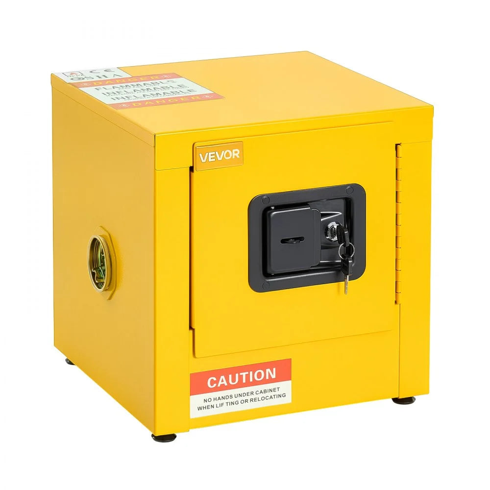 VEVOR Flammable Storage Cabinet, 13" x 13" x 13", Industrial Fire Cabinet, Double-Wall Cold Rolled Steel Hazardous Storage Safety Cabinet, Fire & Explosion-Proof with Lock for Factories Labs Workshops