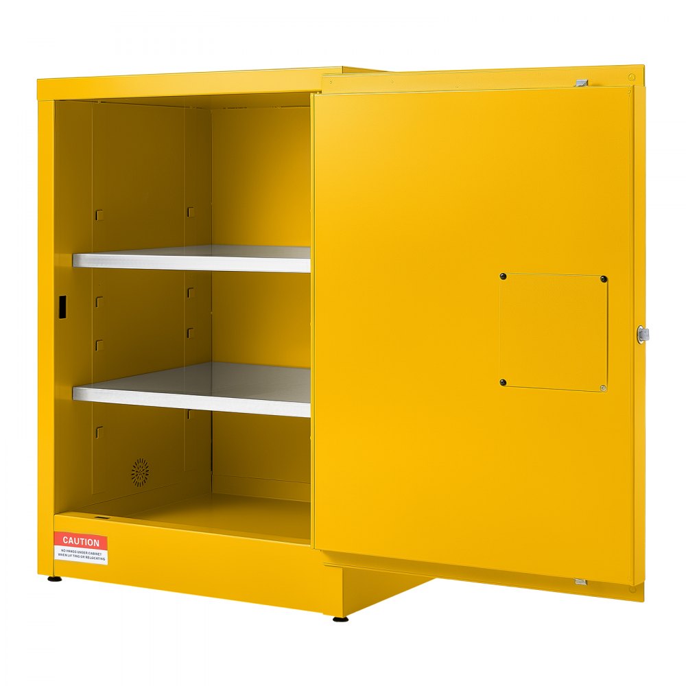 VEVOR Flammable Storage Cabinet, 21" x 25" x 35", Industrial Fire Cabinet, Double-Wall Cold Rolled Steel Hazardous Storage Safety Cabinet, Fire & Explosion-Proof with 2 Adjustable Shelves and Key Lock