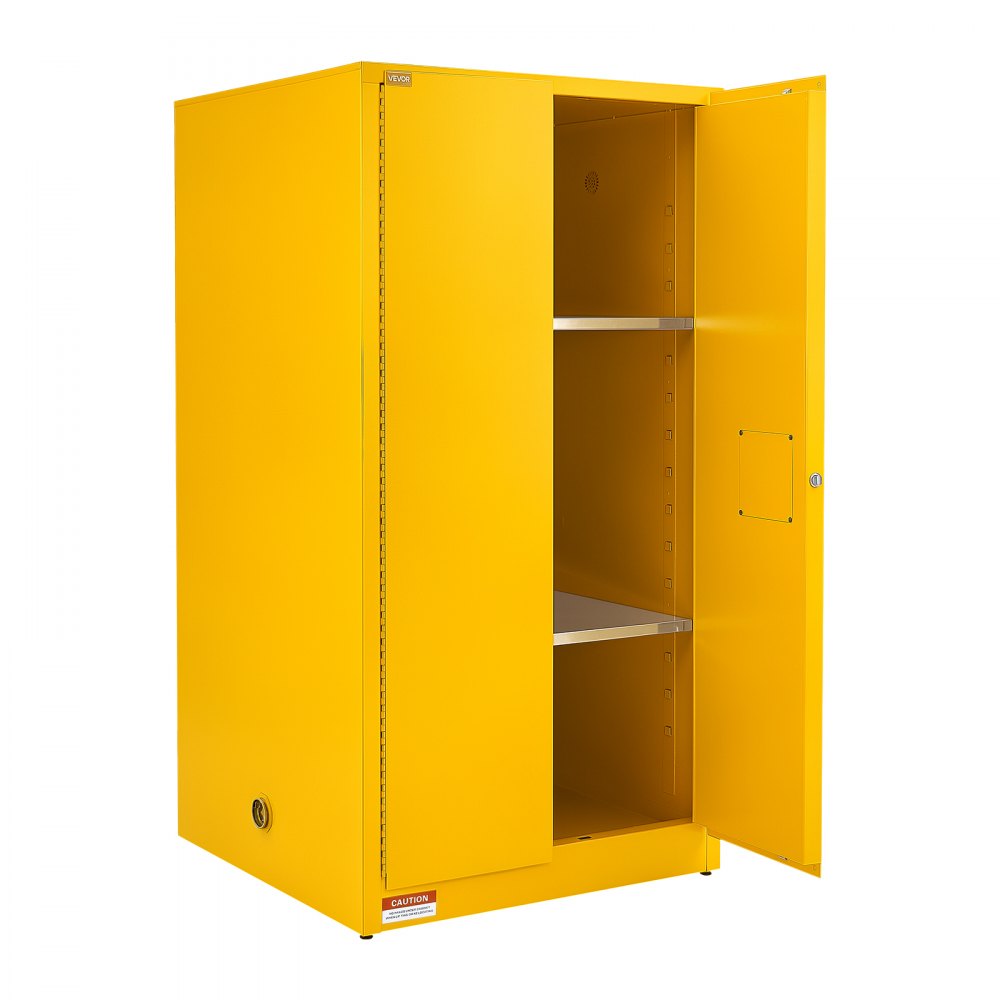 VEVOR Flammable Storage Cabinet, 34" x 34" x 65", Industrial Fire Cabinet, Fire & Explosion Proof, Double-Wall Cold Rolled Steel, 2-Door Hazardous Safety Cabinet with 2 Adjustable Shelves & Key Lock