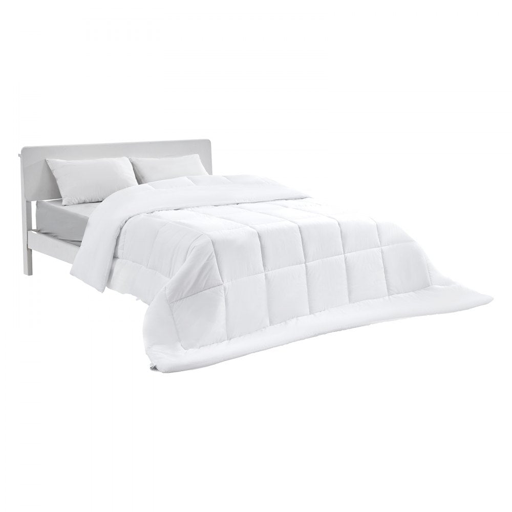 VEVOR Comforter Duvet Insert, 88 x 88 in, Queen Size Down Alternative Comforter, Quilted All Season Duvet with 4 Tabs, Soft & Machine Washable, Box Stitched Bedding for Home Hotel, Women/Men, White