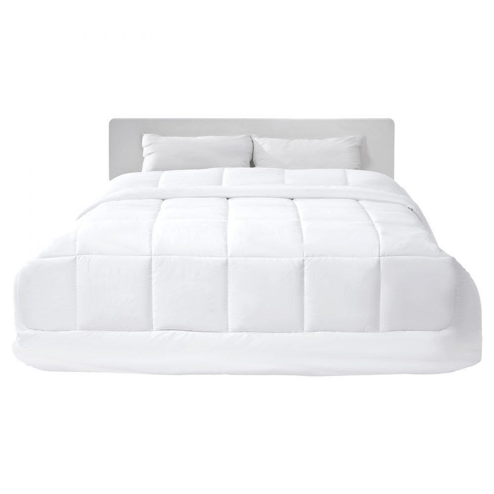 VEVOR Comforter Duvet Insert, 88 x 88 in, Queen Size Down Alternative Comforter, Quilted All Season Duvet with 4 Tabs, Soft & Machine Washable, Box Stitched Bedding for Home Hotel, Women/Men, White