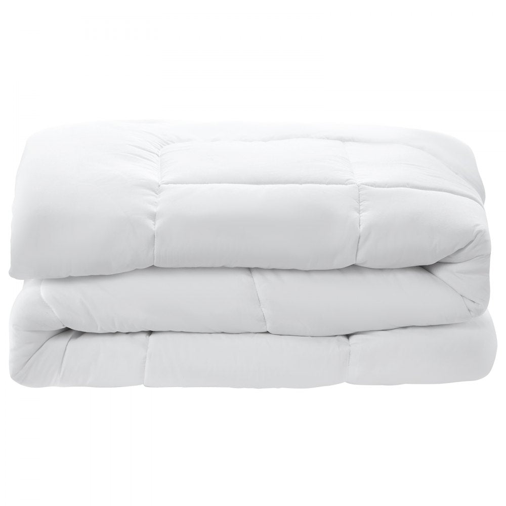 VEVOR Comforter Duvet Insert, 88 x 88 in, Queen Size Down Alternative Comforter, Quilted All Season Duvet with 4 Tabs, Soft & Machine Washable, Box Stitched Bedding for Home Hotel, Women/Men, White