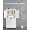 VEVOR Bathroom Floor Cabinet, 4-Tier, Wooden Storage Organizer with 2 Doors, 2 Drawers and Adjustable Shelf, Modern Home Furniture Freestanding Cupboard for Kitchen/Living Room/Entryway Use, White