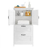 VEVOR Bathroom Floor Cabinet, 4-Tier, Wooden Storage Organizer with 2 Doors, 2 Drawers and Adjustable Shelf, Modern Home Furniture Freestanding Cupboard for Kitchen/Living Room/Entryway Use, White