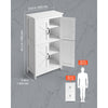 VEVOR Bathroom Floor Cabinet, 4-Tier, Wooden Storage Organizer with 4 Doors and Adjustable Shelf, Modern Bathroom Furniture Home Decor Freestanding Cupboard for Kitchen/Living Room/Entryway Use, White