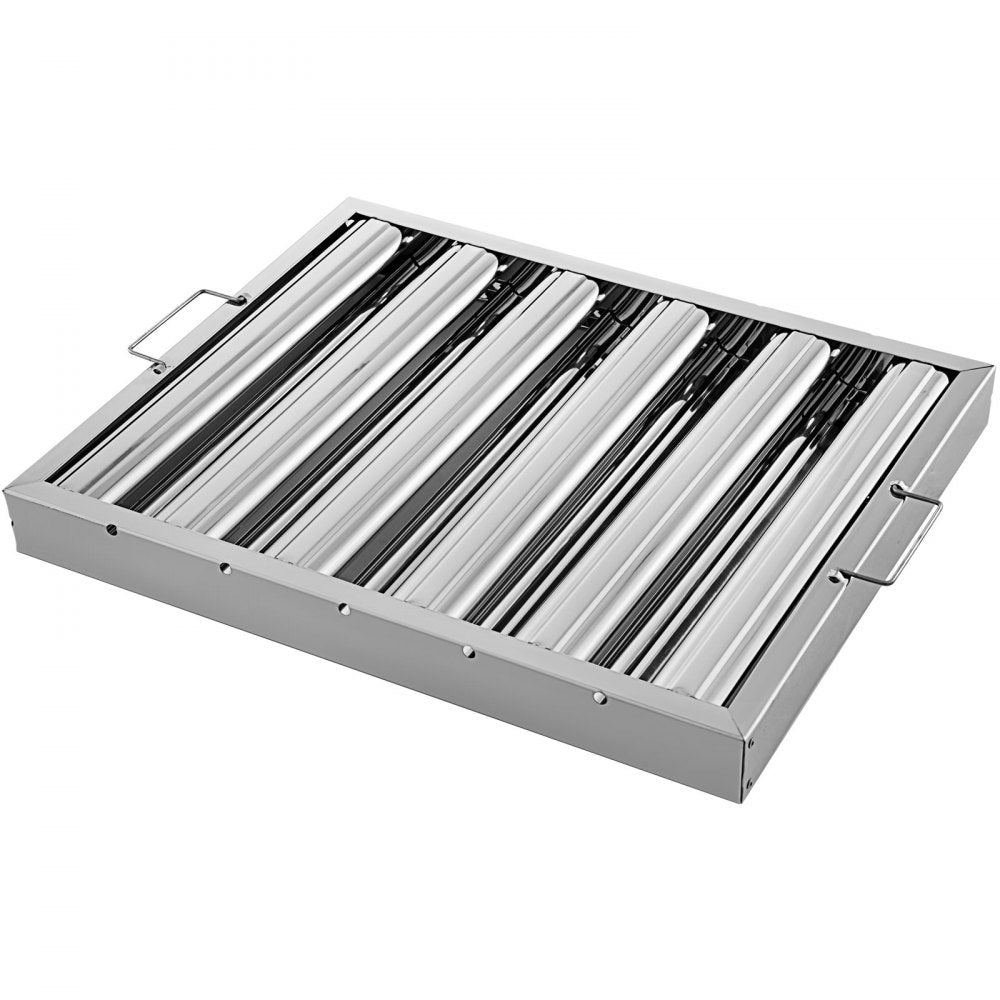 VEVOR Pack of 6 Hood Filters 19.5W x 15.5H Inch, 430 Stainless Steel 5 Grooves Commercial Hood Filters, Range Hood Filter for Grease Rated Commercial Kitchen Exhaust Hoods