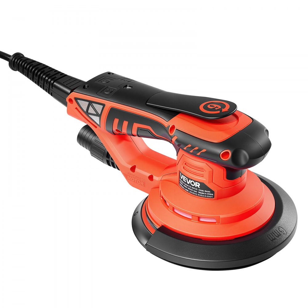 VEVOR 5 & 6-Inch Random Orbital Sander 400W Brushless Orbital Sander, 4000-10000RPM 7 Speeds Electric Palm Sanders with 20PCS Sandpapers, Dust Bag & Vacuum Hose for Woodworking Detailing Sanding