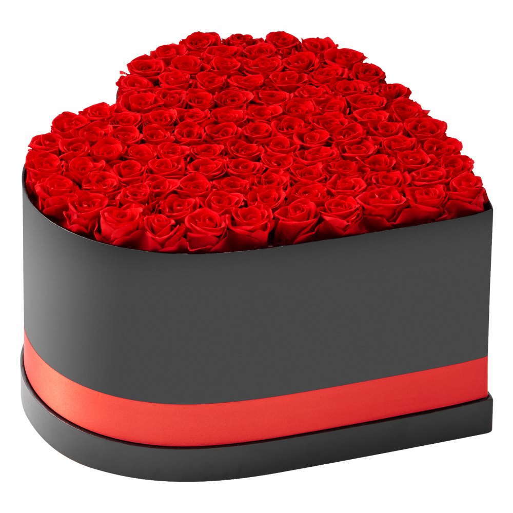 VEVOR Forever Flowers, 100 Preserved Roses in a Heart Shape Box, Eternal Flowers Immortal Bouquet Birthday Present for Women Her Wife Mothers, Anniversary, Valentine's Day,Christmas, Red