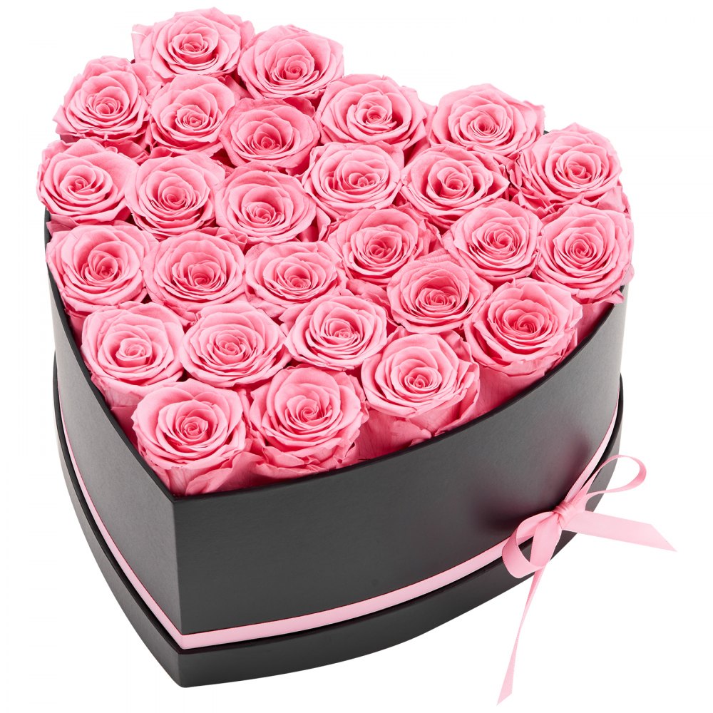 VEVOR Forever Flowers, 27 Preserved Roses in a Heart Shape Box, Eternal Flowers Immortal Bouquet Birthday Present for Women Her Wife Mothers, Anniversary, Valentine's Day,Christmas, Pink