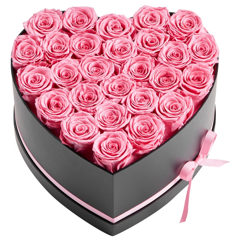 VEVOR Forever Flowers, 27 Preserved Roses in a Heart Shape Box, Eternal Flowers Immortal Bouquet Birthday Present for Women Her Wife Mothers, Anniversary, Valentine's Day,Christmas, Pink