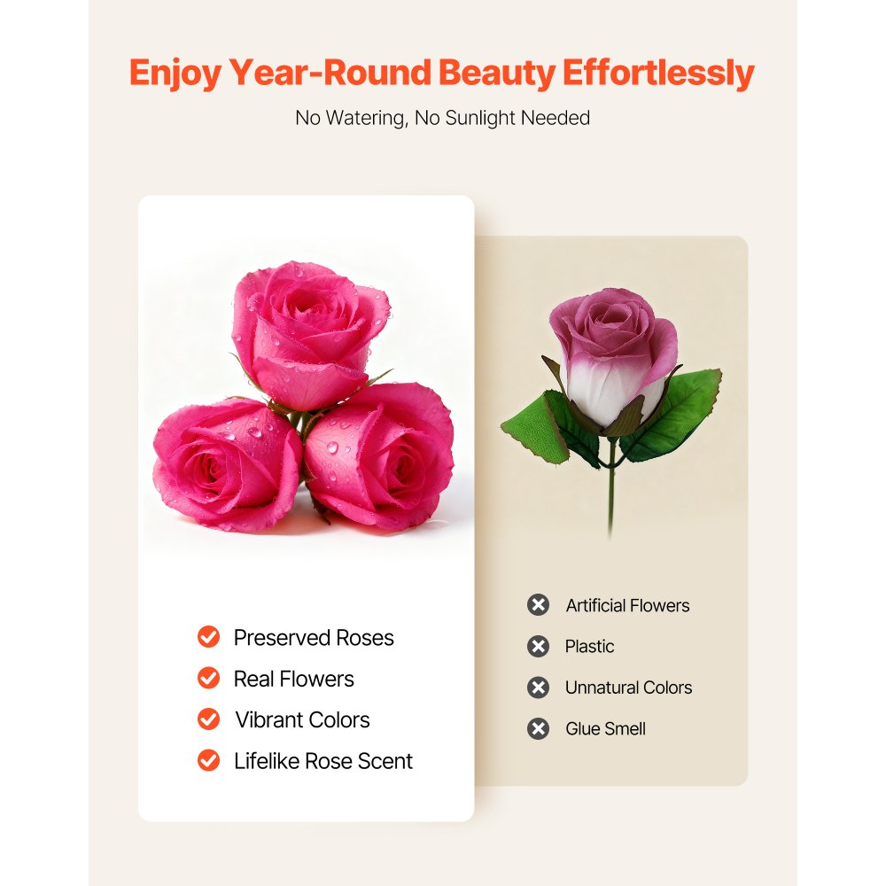 VEVOR Forever Flowers, 27 Preserved Roses in a Box, Eternal Flowers Immortal Bouquet Birthday Present for Delivery Prime Women Her Wife Mothers, Anniversary, Valentine's Day,Christmas, Rose Red