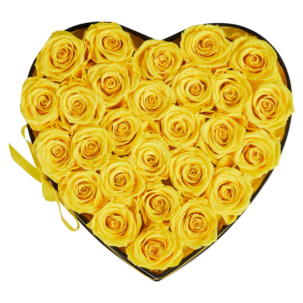 VEVOR Forever Flowers, 27 Preserved Roses in a Heart Shape Box, Eternal Flowers Immortal Bouquet Birthday Present for Women Her Wife Mothers, Anniversary, Valentine's Day,Christmas, Yellow