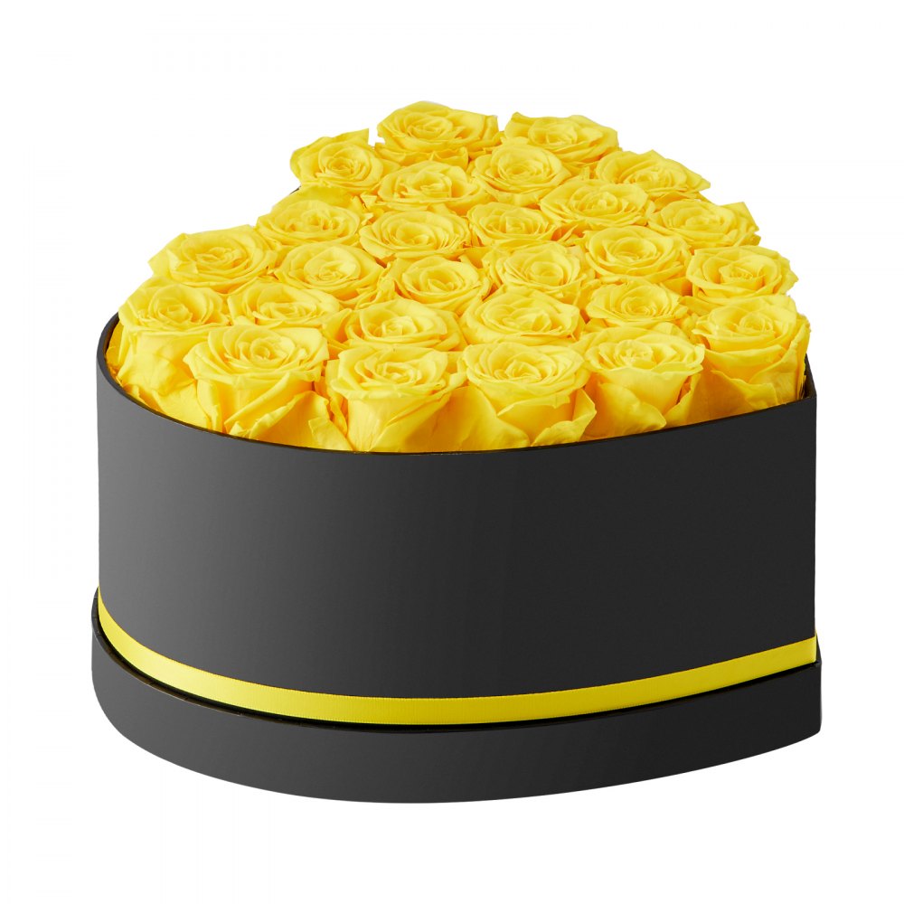 VEVOR Forever Flowers, 27 Preserved Roses in a Heart Shape Box, Eternal Flowers Immortal Bouquet Birthday Present for Women Her Wife Mothers, Anniversary, Valentine's Day,Christmas, Yellow
