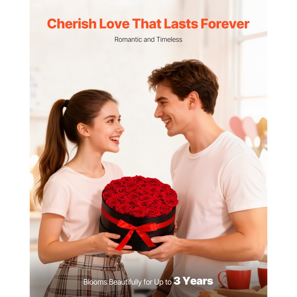 VEVOR Forever Flowers, 27 Preserved Roses in a Box, Eternal Flowers Immortal Bouquet Birthday Present for Delivery Prime Women Her Wife Mothers, Anniversary, Valentine's Day,Christmas, Red