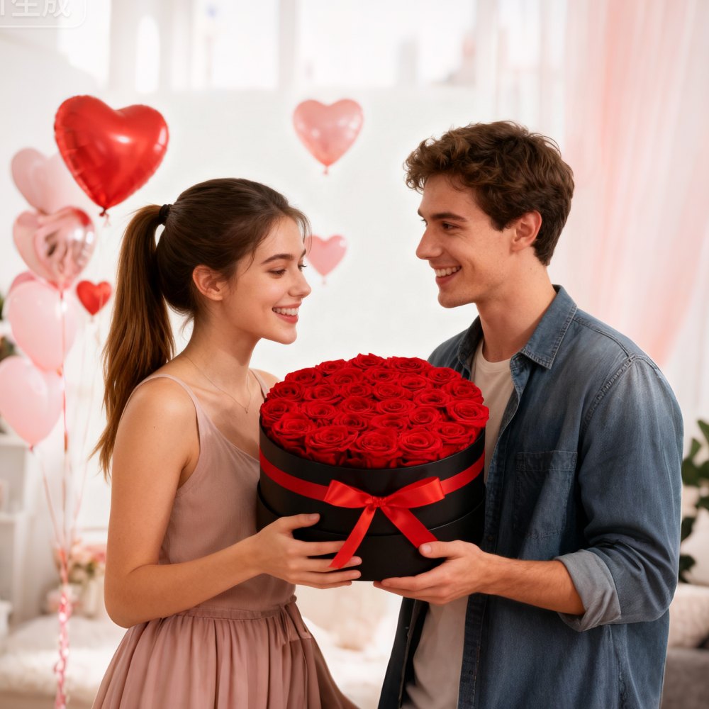 VEVOR Forever Flowers, 27 Preserved Roses in a Box, Eternal Flowers Immortal Bouquet Birthday Present for Delivery Prime Women Her Wife Mothers, Anniversary, Valentine's Day,Christmas, Red
