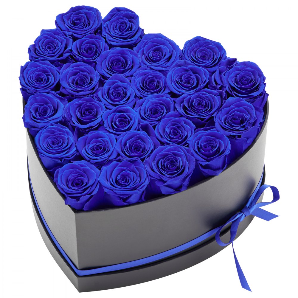 VEVOR Forever Flowers, 27 Preserved Roses in a Heart Shape Box, Eternal Flowers Immortal Bouquet Birthday Present for Women Her Wife Mothers, Anniversary, Valentine's Day,Christmas, Royal Blue