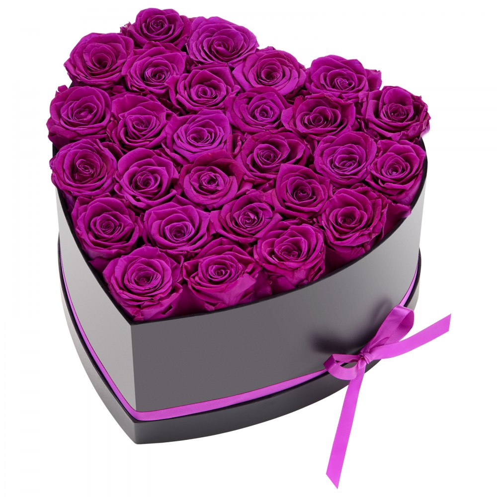 VEVOR Forever Flowers, 27 Preserved Roses in Heart Shape Box, Eternal Flowers Immortal Bouquet Birthday Present for Women Her Wife Mothers, Anniversary, Valentine's Day,Christmas, Purple