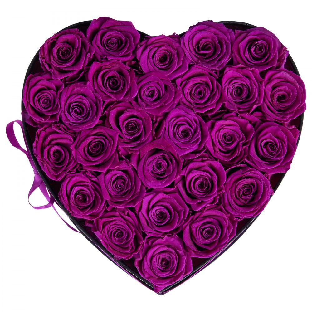 VEVOR Forever Flowers, 27 Preserved Roses in Heart Shape Box, Eternal Flowers Immortal Bouquet Birthday Present for Women Her Wife Mothers, Anniversary, Valentine's Day,Christmas, Purple
