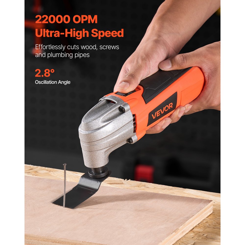 VEVOR Oscillating Tool Multitool, 2.2Amps 22,000 OPM Electric Oscillating Multi Tool Kit Corded with 2.8° Oscillating Angle, 7PCS Saw Accessories for Cutting, Scraping, Sanding, Floor Stripping