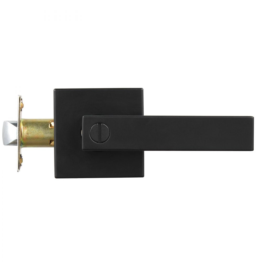 VEVOR Privacy Door Handle, 1 Pack Matte Black Door Lever, Left or Right Handing Reversible Lever with Keyless Lock, 45° Rotation to Open, Universal Square Interior for Bedroom and Bathroom Doors