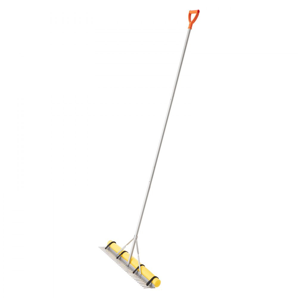 VEVOR Landscape Rake, 36 inch Wide Head 133 inch Handle, Large Heavy Duty Aluminum Landscaping Leaf Rake Tool, Asphalt Level for Loosening Soil, Garden & Yard, Pond Gravel & Beach Lawn Care, 52ft Rope