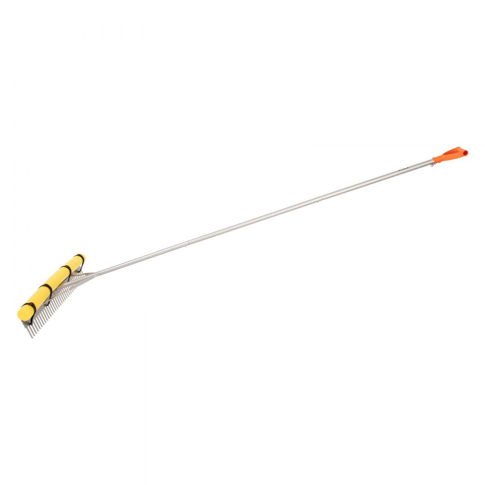 VEVOR Landscape Rake, 36 inch Wide Head 133 inch Handle, Large Heavy Duty Aluminum Landscaping Leaf Rake Tool, Asphalt Level for Loosening Soil, Garden & Yard, Pond Gravel & Beach Lawn Care, 52ft Rope