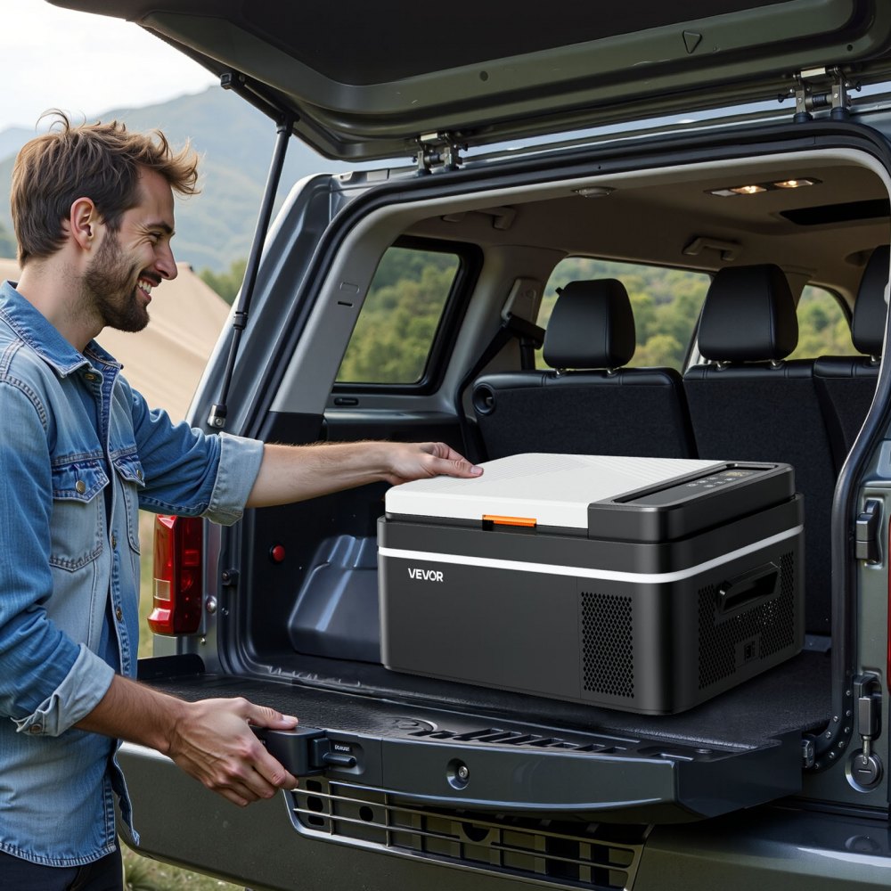VEVOR Car Refrigerator, DC 12/24V AC100-240V Compressor Electric Cooler, -4°F to 68°F Car Fridge with APP Control, 21 QT Cars Freezer for RVs, Campsites, Boats, Camping, Fishing, 60W Portable Freezer