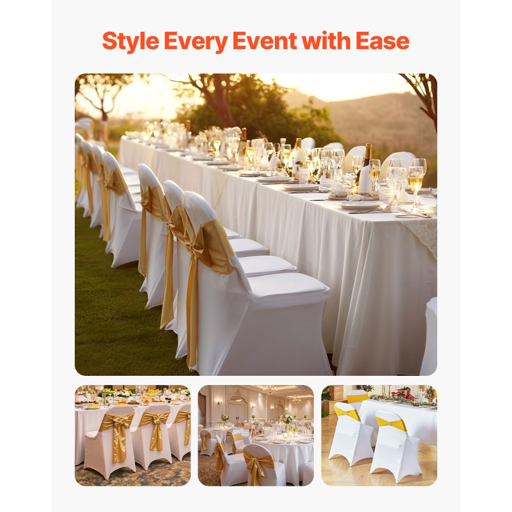 VEVOR 30 Pcs White Chair Covers, Polyester Spandex Chair Cover, Stretch Slipcovers for Wedding Party Dining Banquet Flat-Front Chair Covers, Fits Chair Measures up to 18.11 x 19.69 x 33.86 inch
