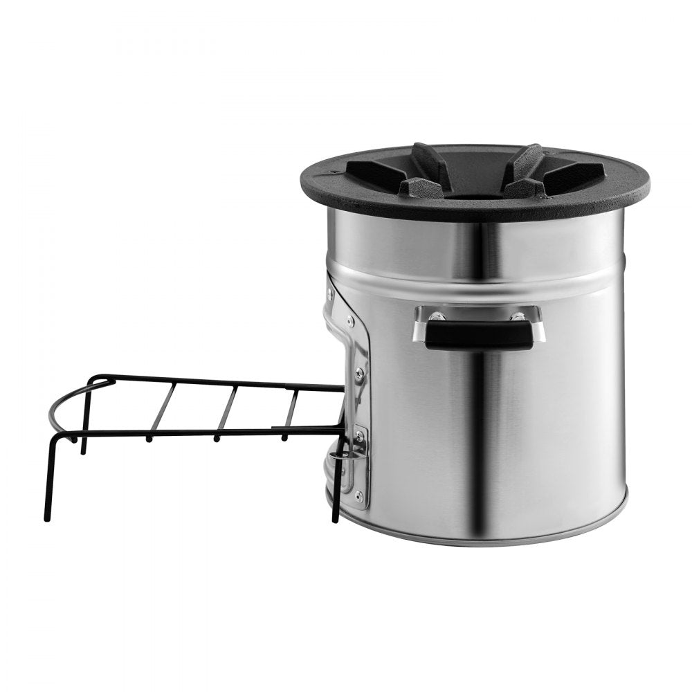 VEVOR Camping Rocket Stove, Wood Burning Portable Rocket Stove with Carrying Bag for Backpacking, Stainless Steel, Single Door, Burn Wood, Twigs or Sticks for Outdoor Cooking, Backyard, Camp Cooking