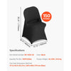 VEVOR 150 Pcs Black Chair Covers, Polyester Spandex Chair Cover, Stretch Slipcovers for Wedding Party Dining Banquet Flat-Front Chair Covers, Fits Chair Measures up to 17.72 x 18.11 x 30.31 inch