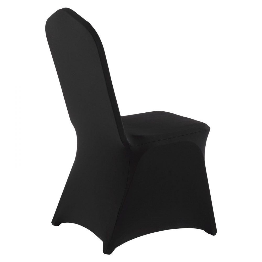 VEVOR 150 Pcs Black Chair Covers, Polyester Spandex Chair Cover, Stretch Slipcovers for Wedding Party Dining Banquet Flat-Front Chair Covers, Fits Chair Measures up to 20.08 x 17.72 x 37.4 inch