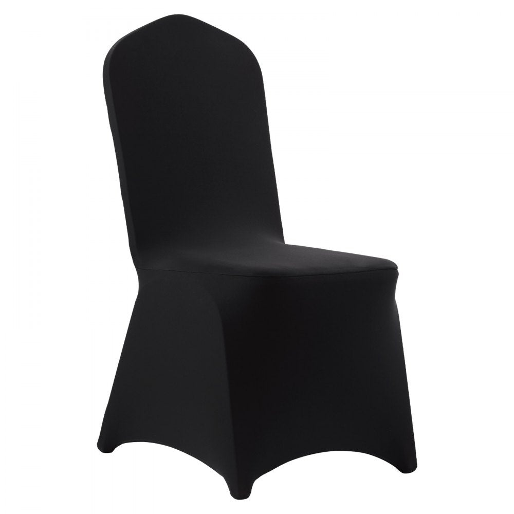 VEVOR 150 Pcs Black Chair Covers, Polyester Spandex Chair Cover, Stretch Slipcovers for Wedding Party Dining Banquet Flat-Front Chair Covers, Fits Chair Measures up to 20.08 x 17.72 x 37.4 inch