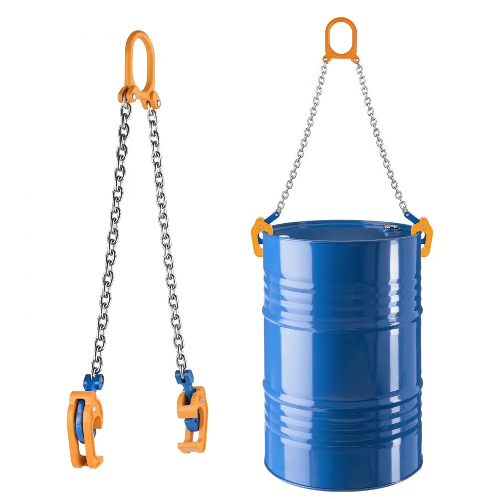 VEVOR Chain Drum Lifter, G80 Drum Lifting Chain Sling with Thickened Security Hook, 2000LBS Capacity, 1.6ft Long Sturdy Drums Handling Equipment, Carbon Steel Barrel Lifter for Plastic & Metal Drums