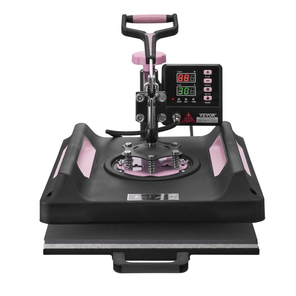 VEVOR Heat Press Machine 15 x 15 Inch 8 in 1 Heat Transfer Machine Black, for T-Shirts/Mugs/Hats/Plates, with 30 oz Tumbler Press, 360° Swing Away T-Shirt Pressing, Digital Control, PTFE Coating