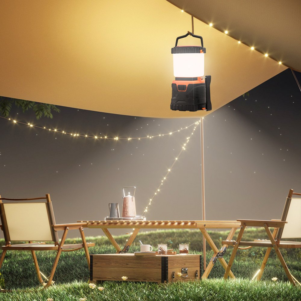 VEVOR LED Camping Lantern, All-in-one, 1000LM, 360° Illumination, 4 Lighting Modes, Rechargeable Outdoor Flashlight, USB Charging, Durable Robust Light, Ideal for Hiking Fishing Outages Car Repairs