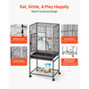 VEVOR Bird Cage, 24.6 x 16.7 x 53.9 inch, Flat Top, Wrought Iron Bird Flight Cage with Perches, Slide-Out Tray and Plastic Feeders, Casters, for Parrot, Blue Tit, Cockatiel, Canary, Budgerigar, Conure