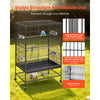 VEVOR Bird Cage, 31.5 x 20.5 x 52 inch, Flat Top, Wrought Iron Bird Flight Cage with Perches, Slide-Out Tray and Plastic Feeders, Casters, for Parrot, Blue Tit, Cockatiel, Canary, and Monk Parakeet