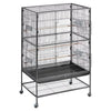 VEVOR Bird Cage, 31.5 x 20.5 x 52 inch, Flat Top, Wrought Iron Bird Flight Cage with Perches, Slide-Out Tray and Plastic Feeders, Casters, for Parrot, Blue Tit, Cockatiel, Canary, and Monk Parakeet