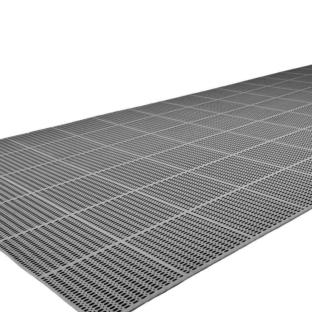 VEVOR Drainage Mat, 3 x 50 ft, PVC Non Slip Commercial Floor Mat, Wet Area Water Drain Splash Matting Hollow Doormat Roll, for Outdoor Indoor Restaurant Swimming Pool Patio Bathroom Washroom, Black