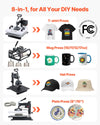 VEVOR Heat Press Machine, 15 x 15 in, 8-in-1 Multifunction, 360° Swing Away, Heat Up Fast and Even, Digital Precise Control, Sublimation Press Machine for T-Shirts, Mugs, Tumblers, Caps, Plates