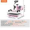 VEVOR Heat Press, 12 x 10inch Heat Press Machine, 360° Swing Away T-Shirt Pressing Machine, Fast and Even Heating, Digital Precise Control, Heat Transfer Machine for T-Shirts/Pillows/Bags, Pink