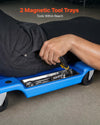 VEVOR 40 in Mechanic Creeper with LED Light, Low Profile Plastic Garage Creeper, 350 lbs Under Car Rolling Creeper with 6 Swivel Casters, Padded Headrest & Tool Trays for Auto Repair
