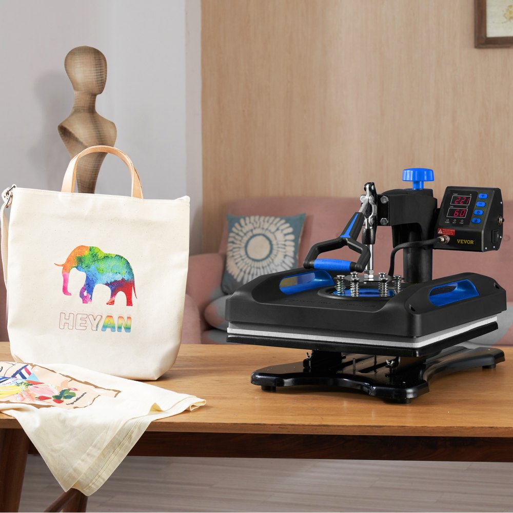 VEVOR Heat Press Machine, 12 x 15 Inches, Fast Heating, 360 Swing Away Digital Sublimation T-Shirt Vinyl Transfer Printer with Anti-Scald Surface, Canvas Bag, Pillow, Banner, ETL Listed, Blue