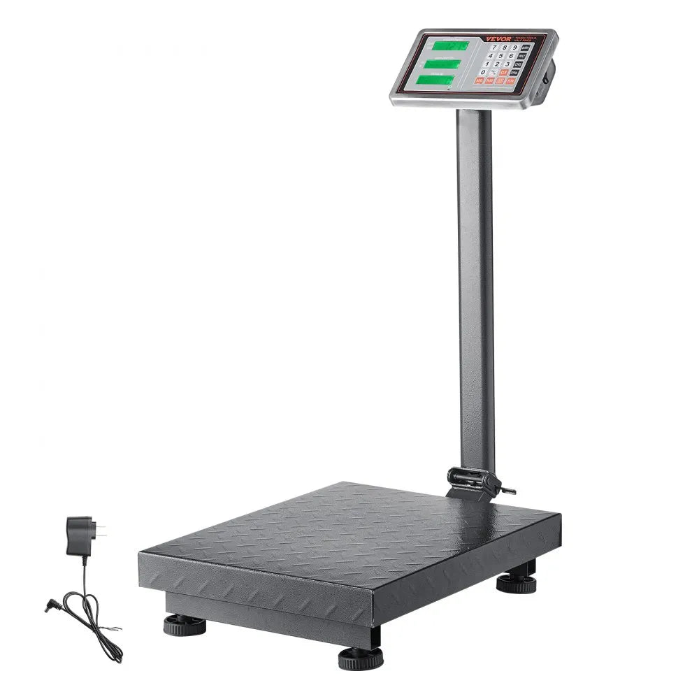 VEVOR Computing Digital Platform Scale, 660 lbs Load, 0.1 lbs Accuracy Computing Floor Scale with LB/KG, Tare, Price Calculator, Stainless Steel High-Definition Display for Boxes, Luggages, FCC Listed